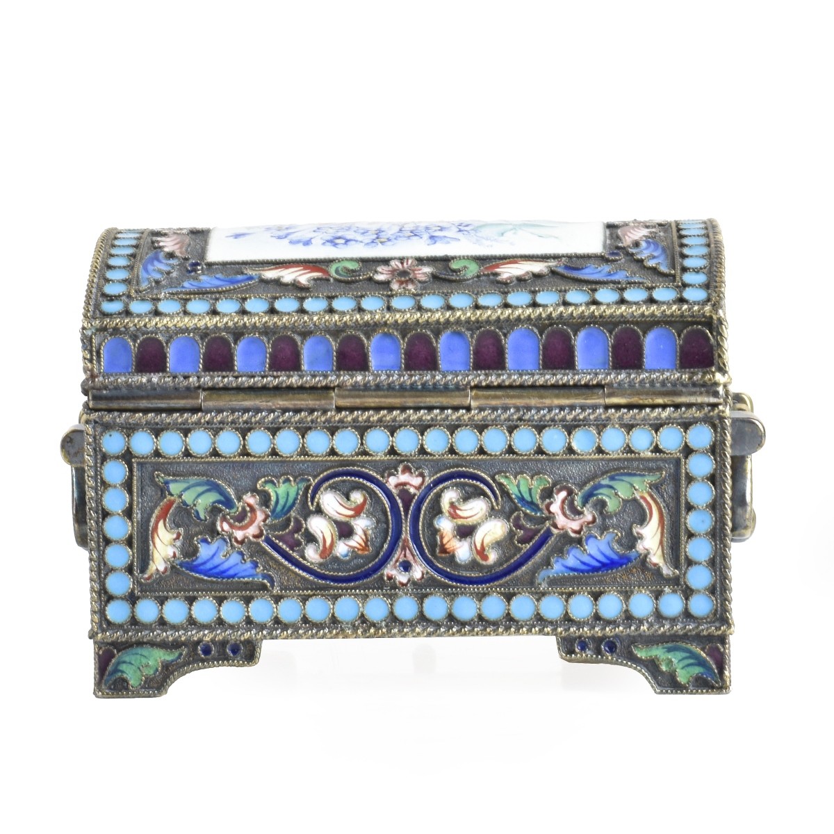 Russian Enamel Silver Gilt Box