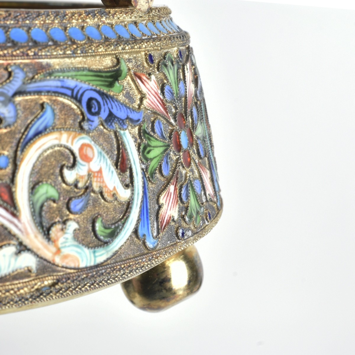 Russian Enamel Silver Gilt Basket