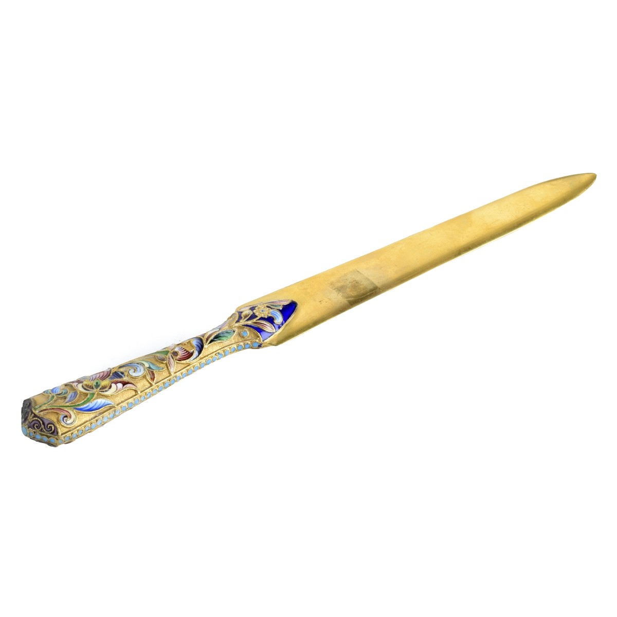 Russian Enamel Silver Gilt Letter Opener