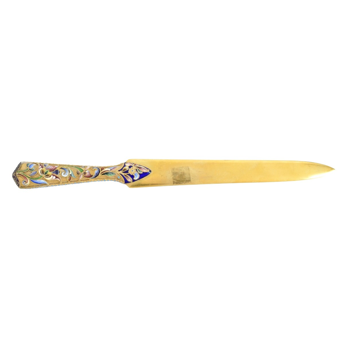 Russian Enamel Silver Gilt Letter Opener