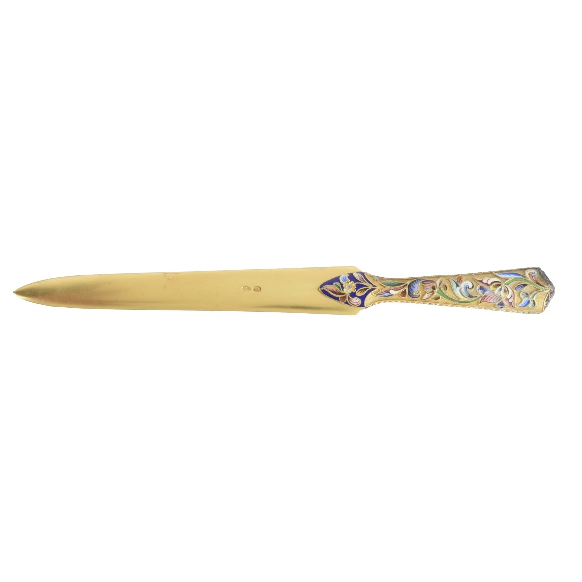 Russian Enamel Silver Gilt Letter Opener