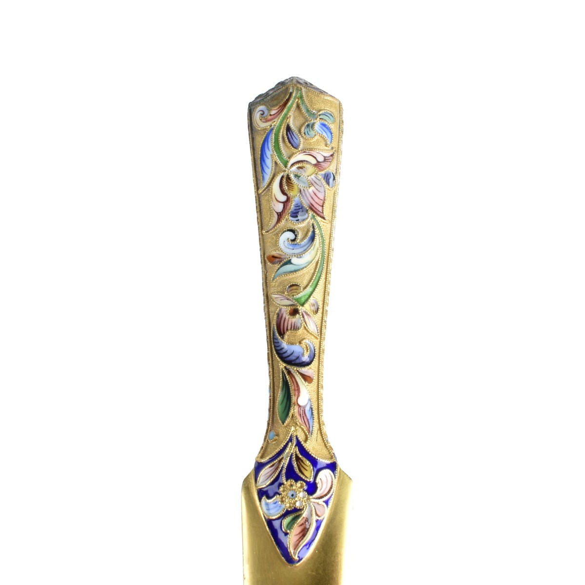 Russian Enamel Silver Gilt Letter Opener