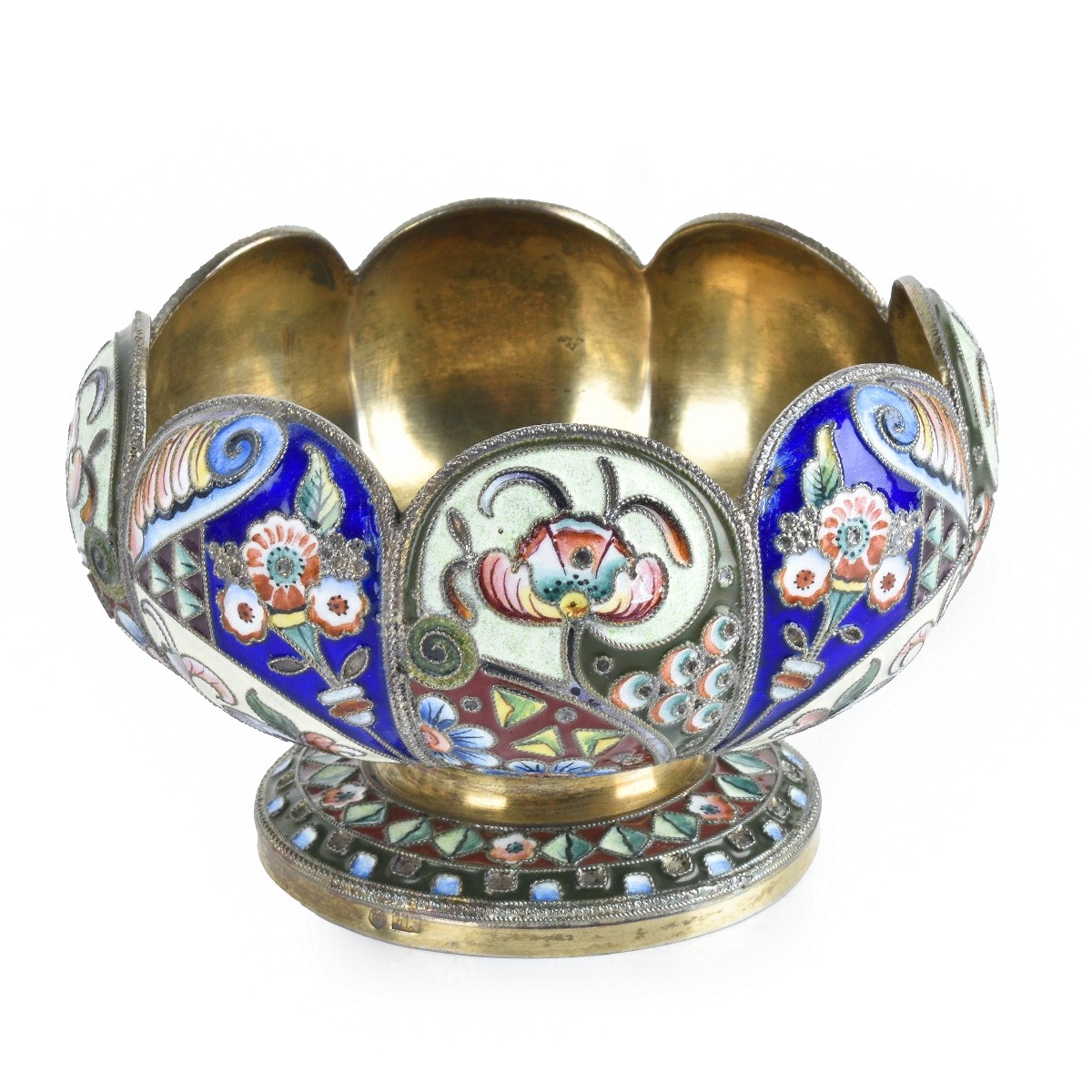 Russian Enamel Silver Gilt Bowl