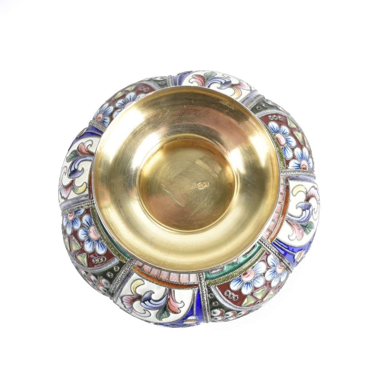 Russian Enamel Silver Gilt Bowl