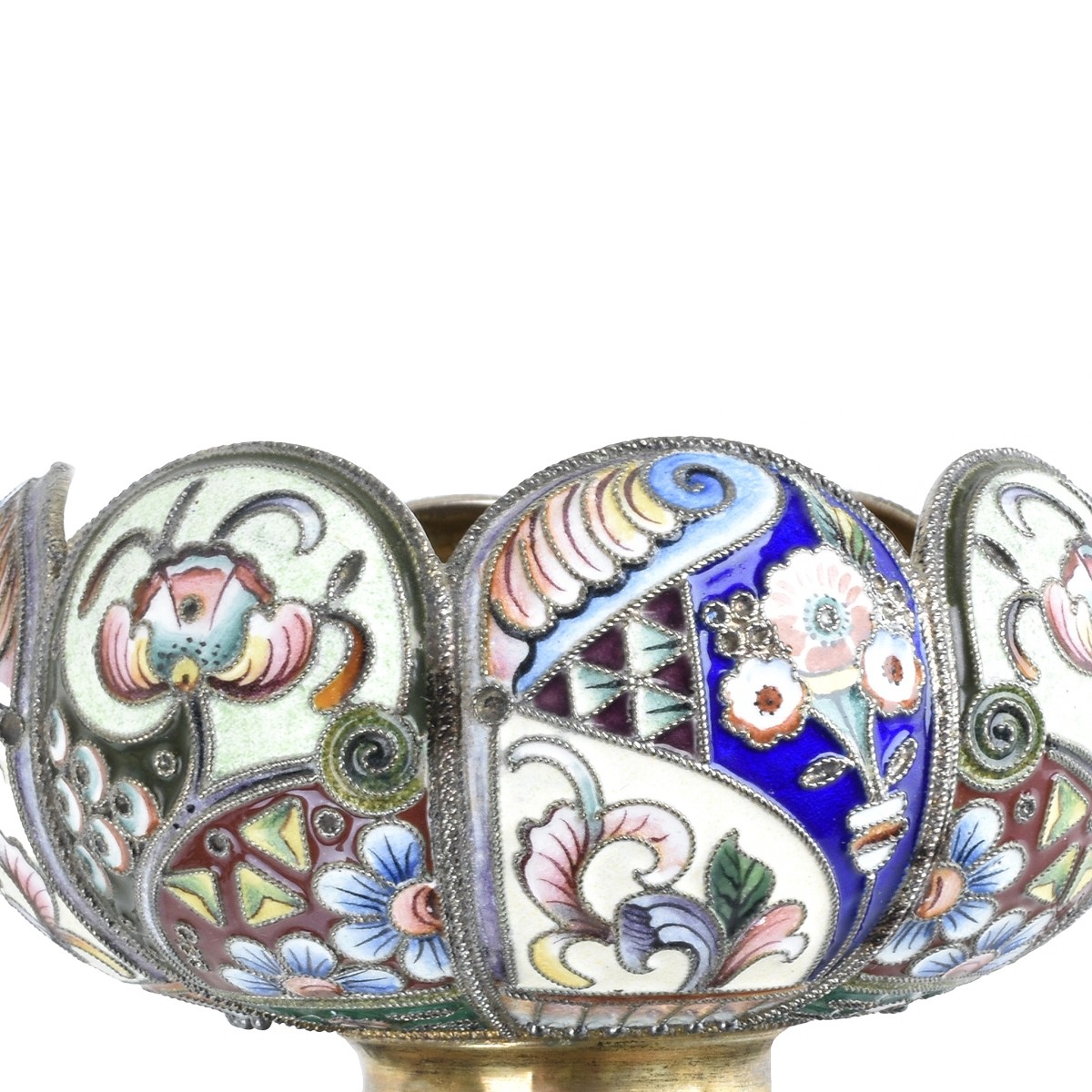 Russian Enamel Silver Gilt Bowl