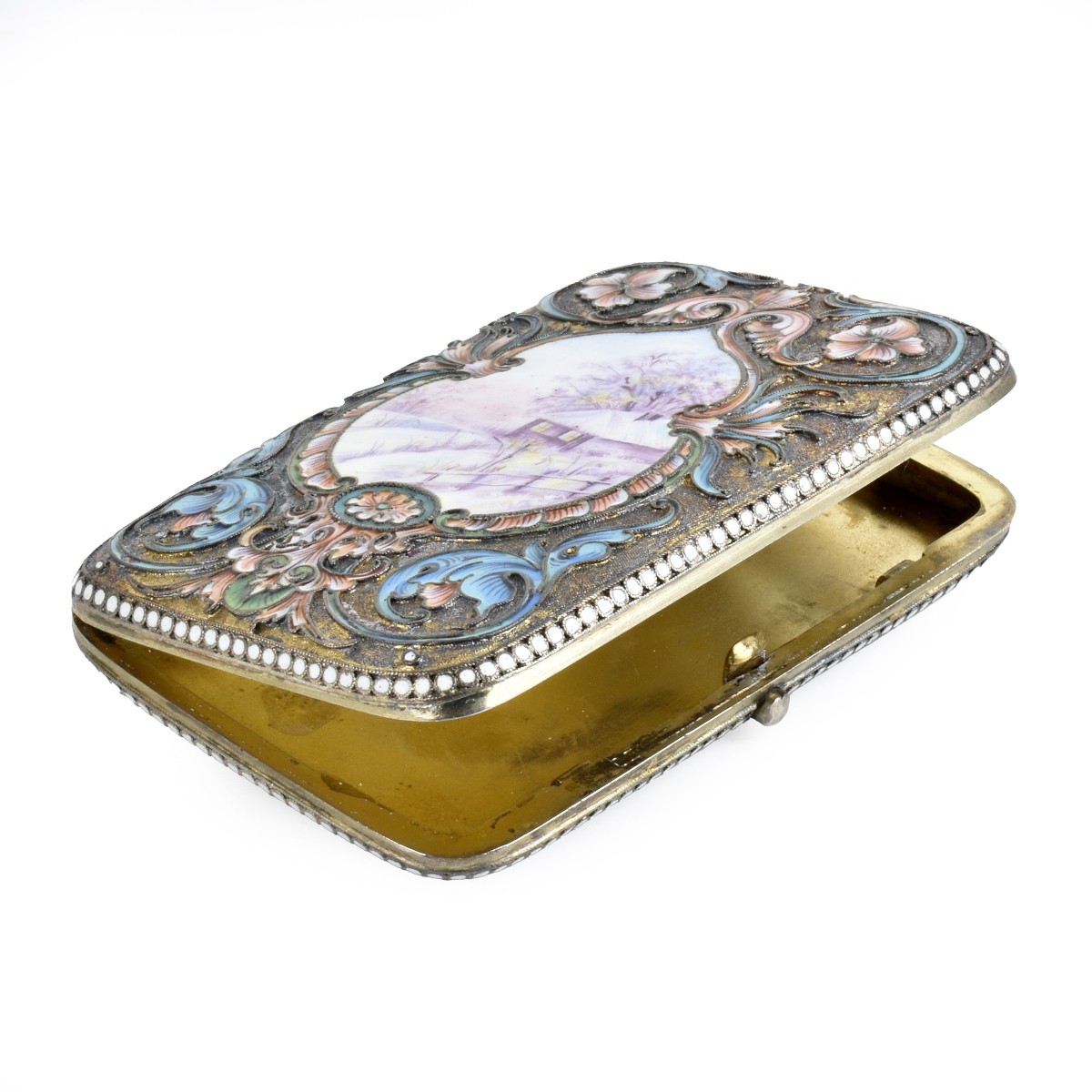 Russian Enamel Silver Gilt Case