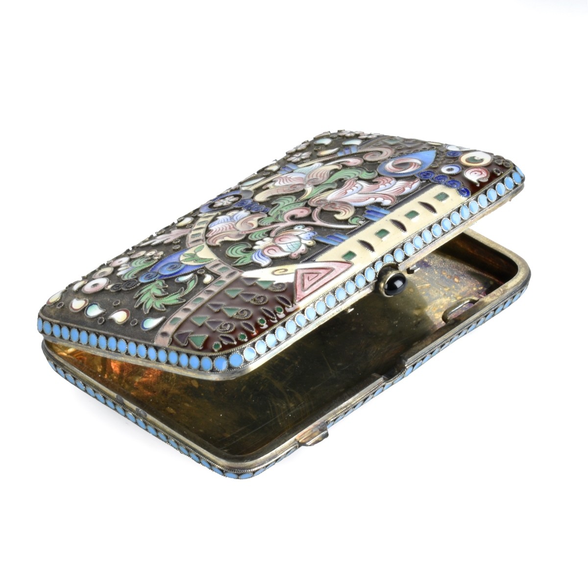 Russian Enamel Silver Cigarette Case