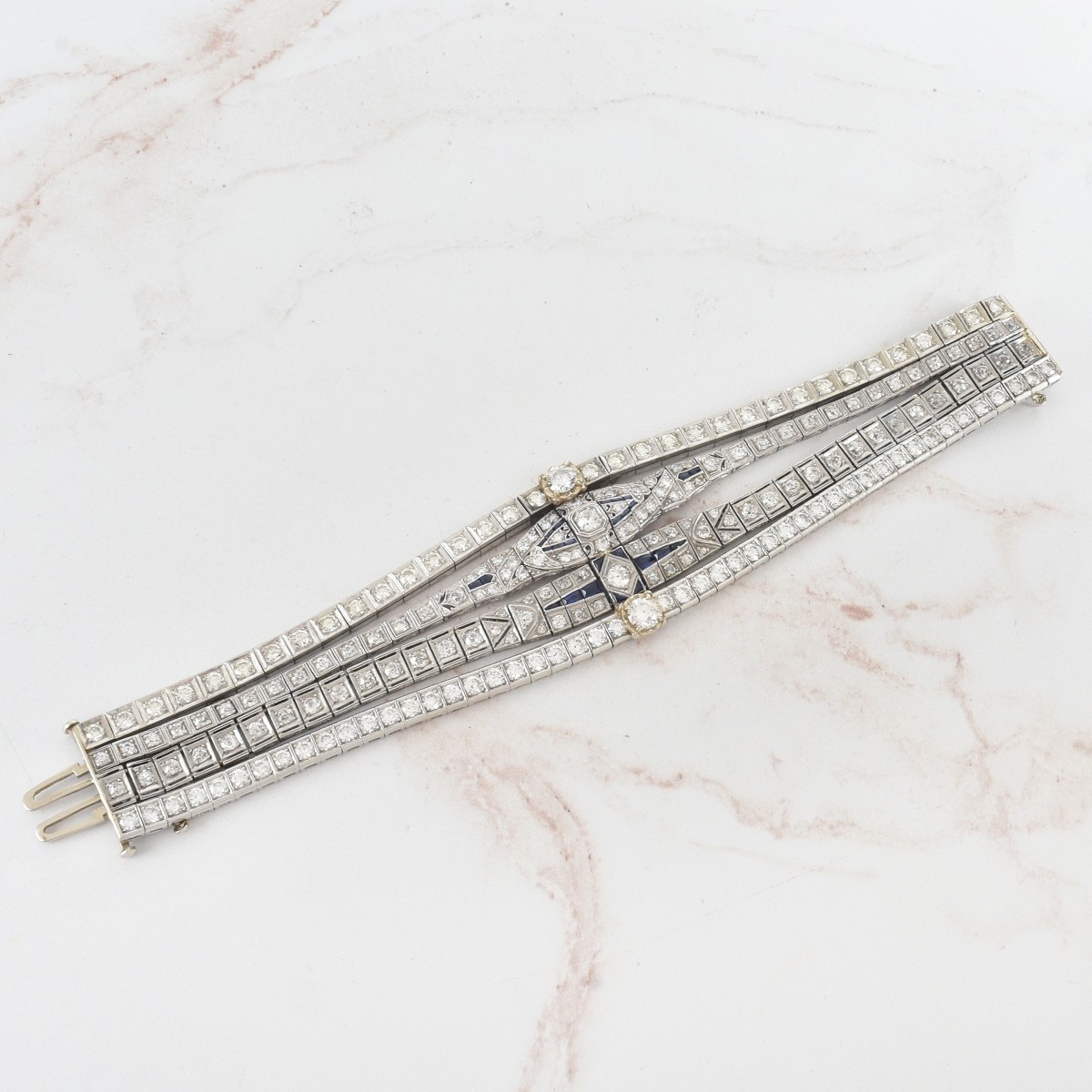 Deco Diamond and Platinum Bracelet