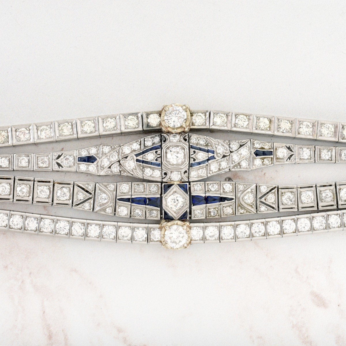 Deco Diamond and Platinum Bracelet