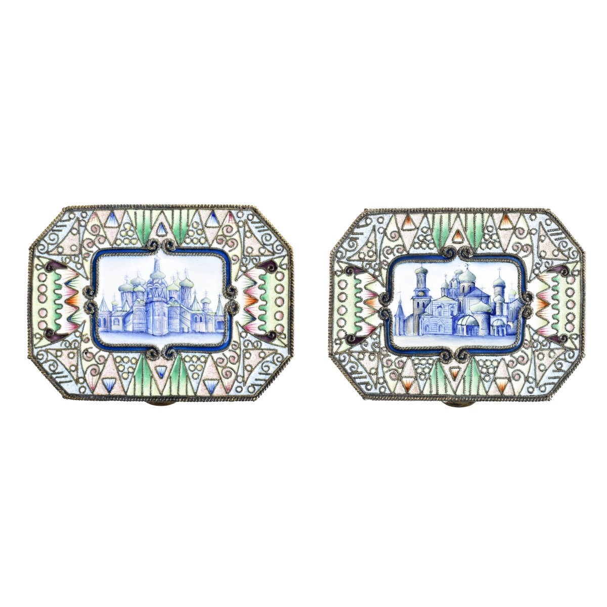 Russian Enamel Silver Gilt Boxes