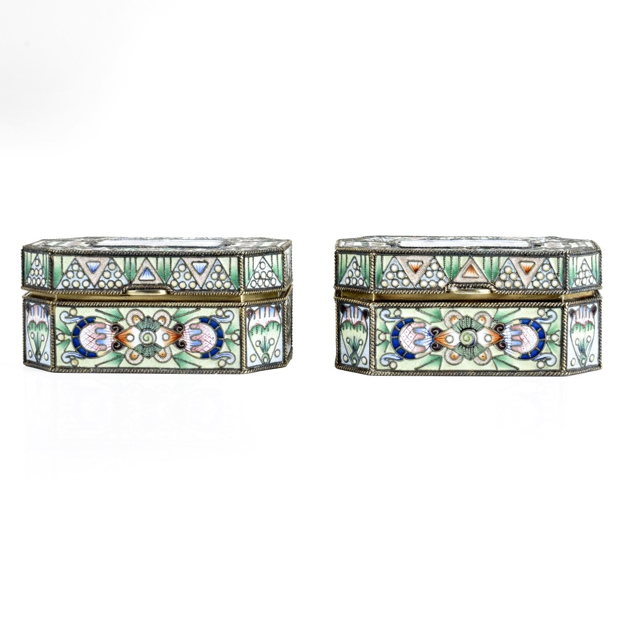 Russian Enamel Silver Gilt Boxes