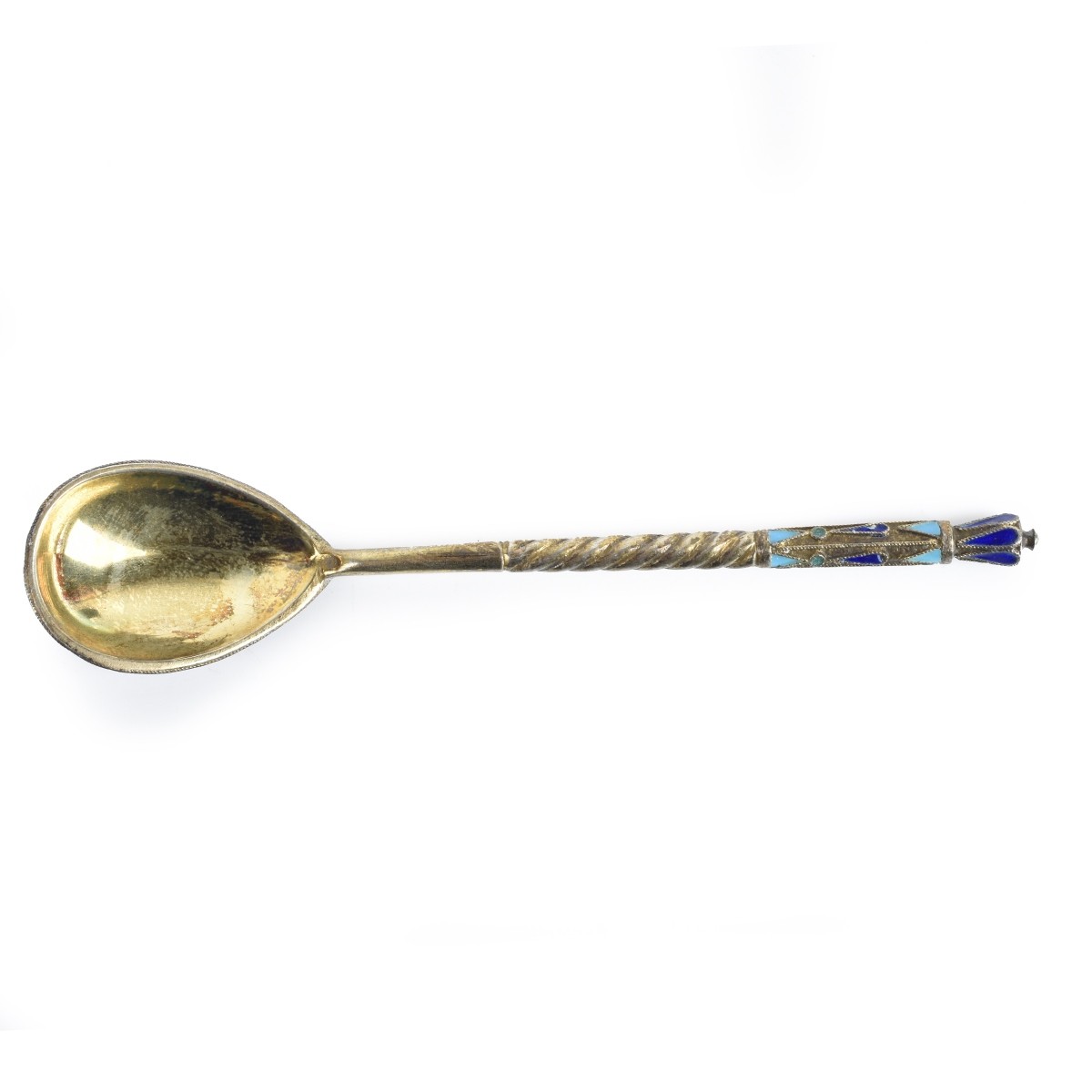 Russian Enamel Silver Gilt Teaspoon