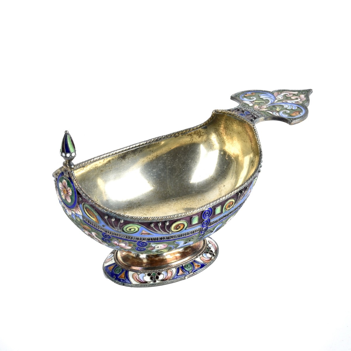 Russian Enamel Silver Gilt Kovsh