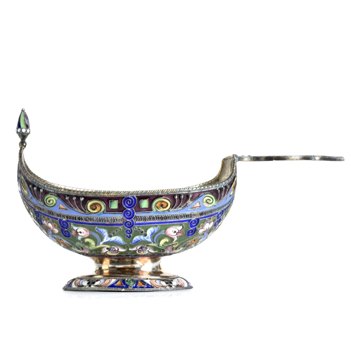 Russian Enamel Silver Gilt Kovsh