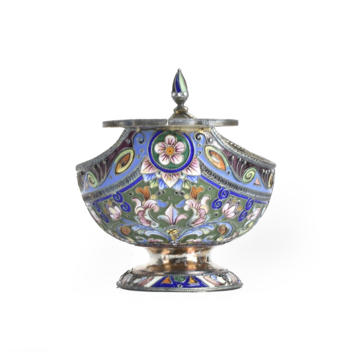 Russian Enamel Silver Gilt Kovsh