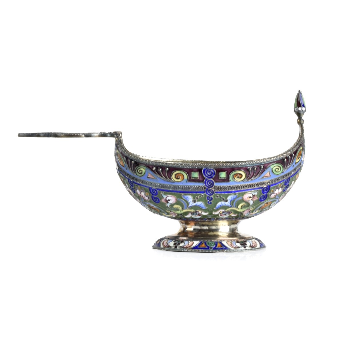 Russian Enamel Silver Gilt Kovsh