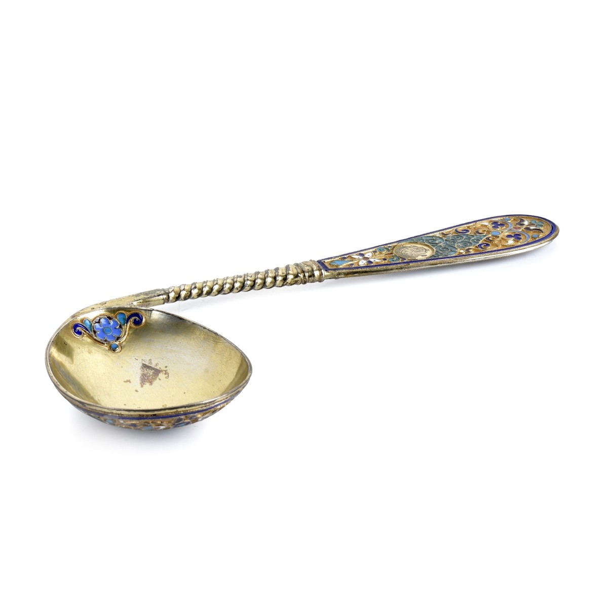 Russian Enamel Silver Gilt Spoon