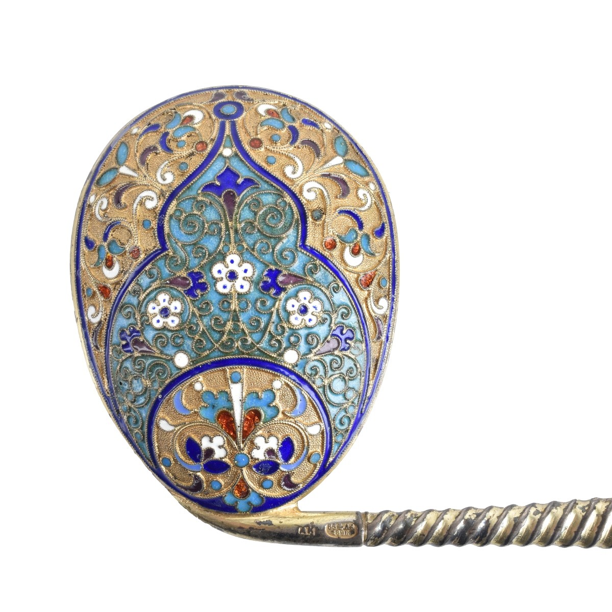 Russian Enamel Silver Gilt Spoon