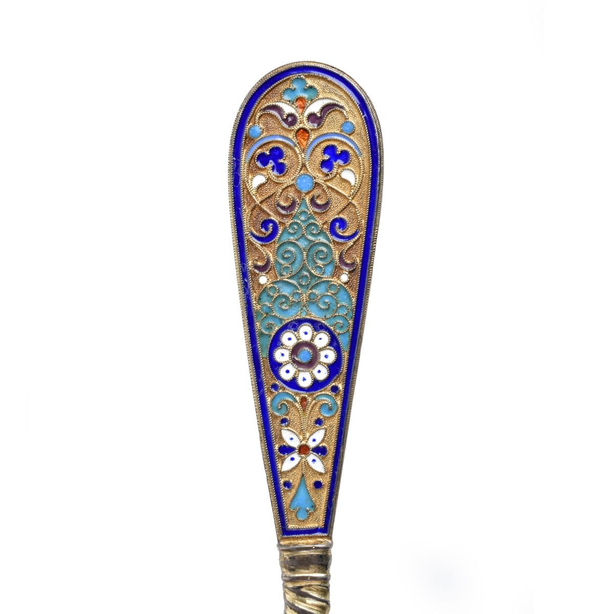 Russian Enamel Silver Gilt Spoon