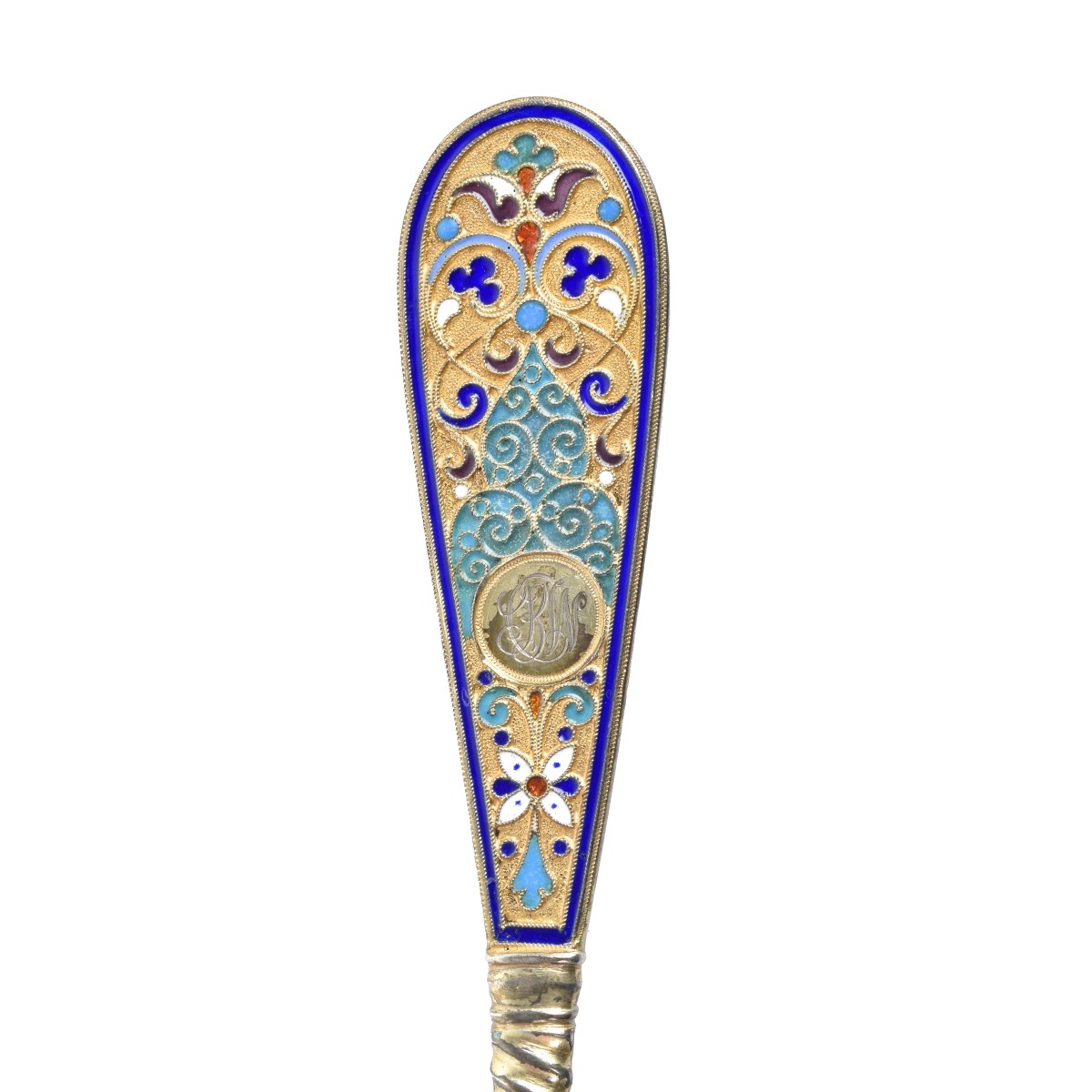 Russian Enamel Silver Gilt Spoon