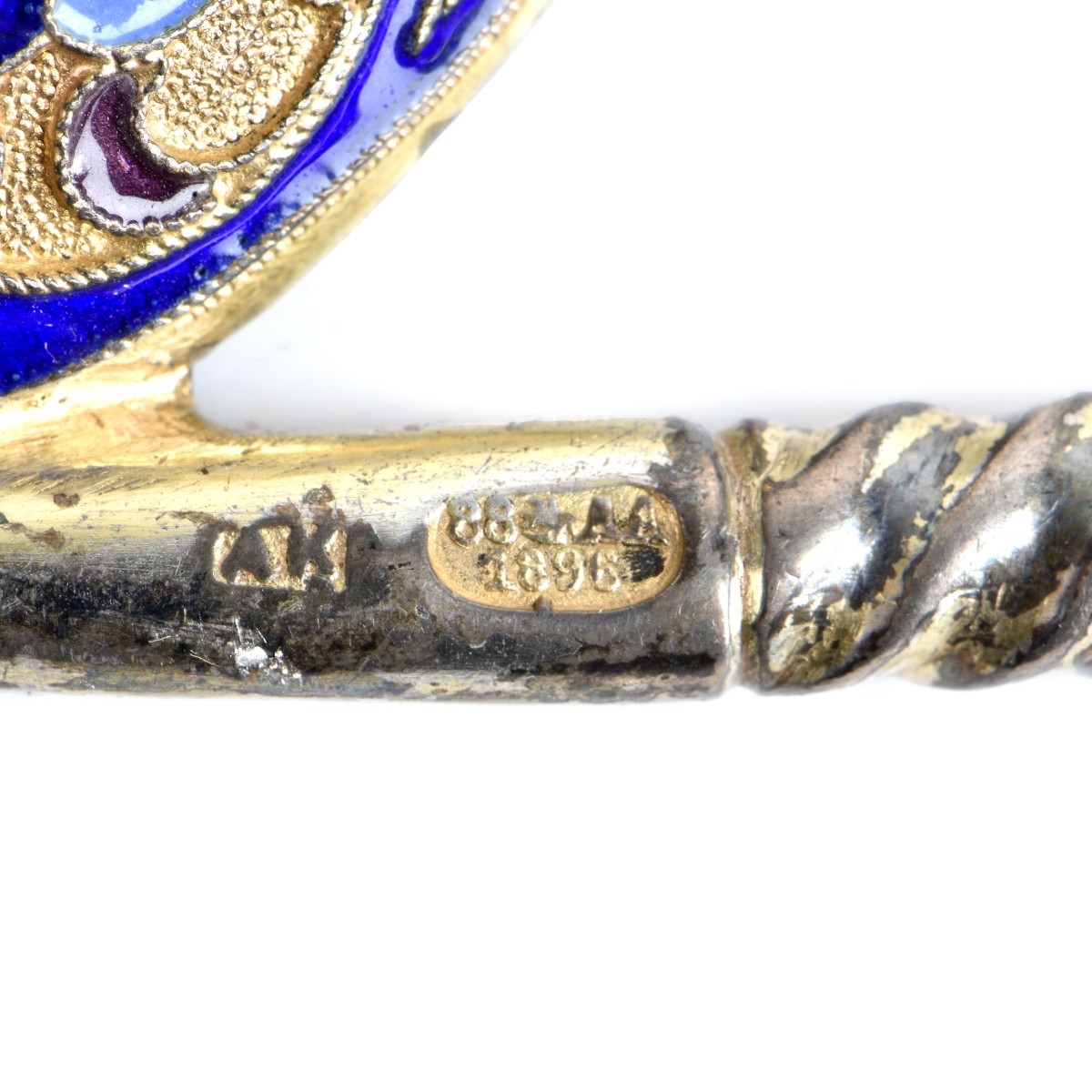 Russian Enamel Silver Gilt Spoon