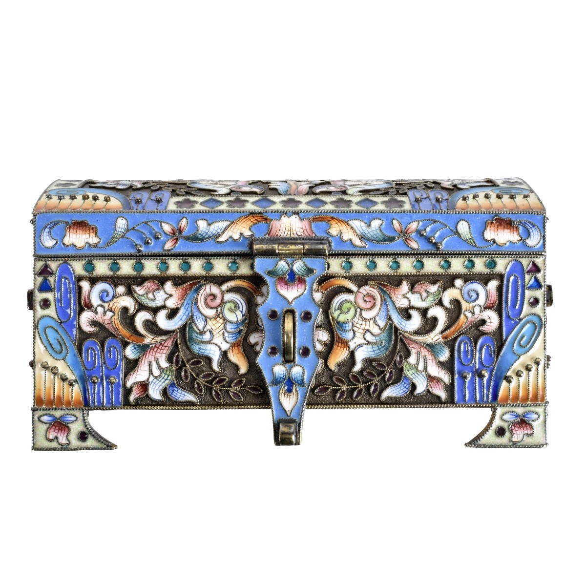 Russian Enamel Silver Gilt Box