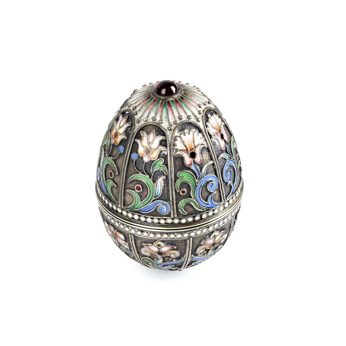 Russian Enamel Silver Egg