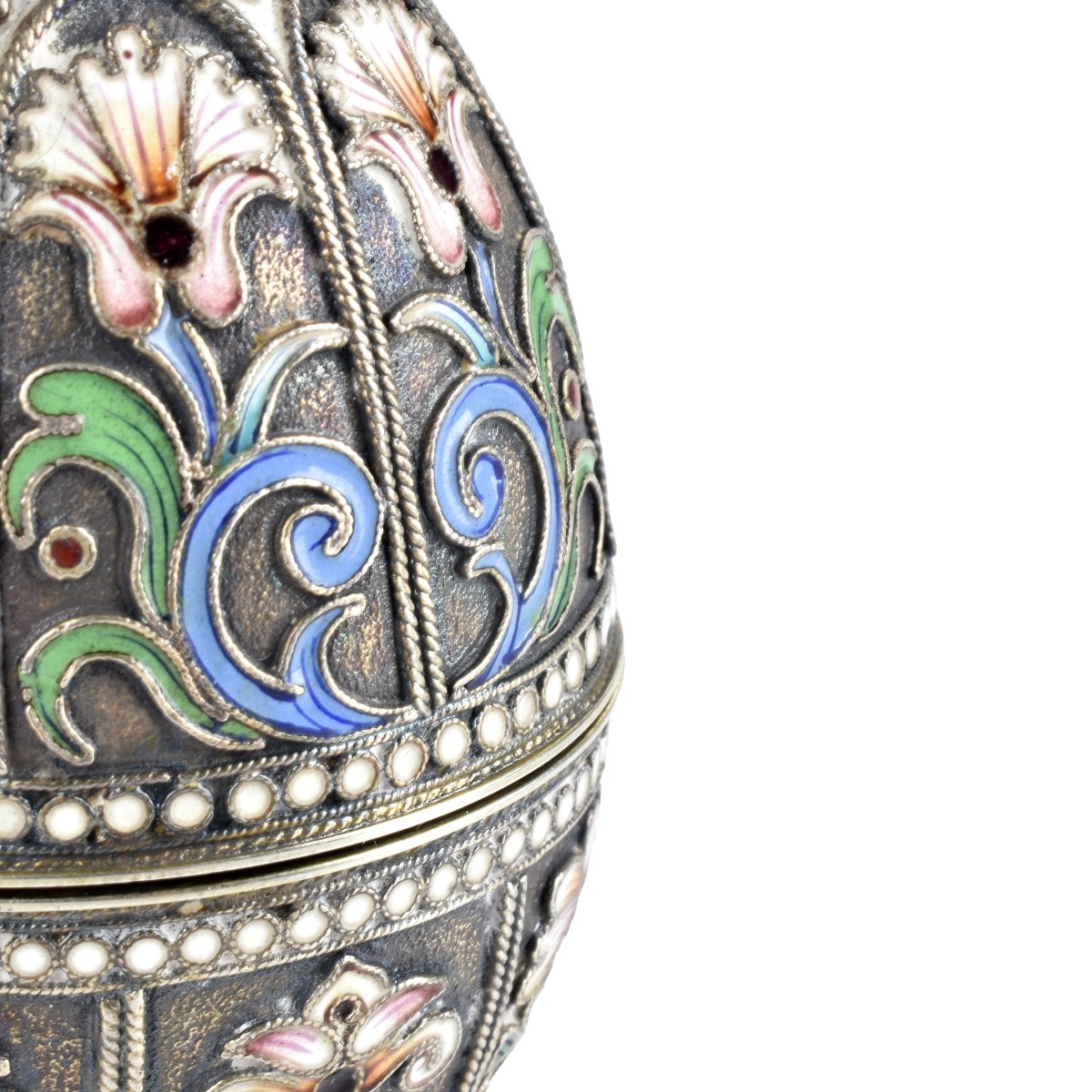 Russian Enamel Silver Egg