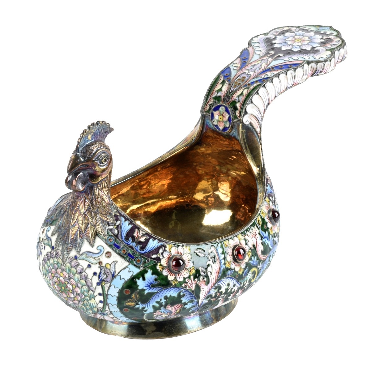 Russian Enamel Silver Gilt Kovsh