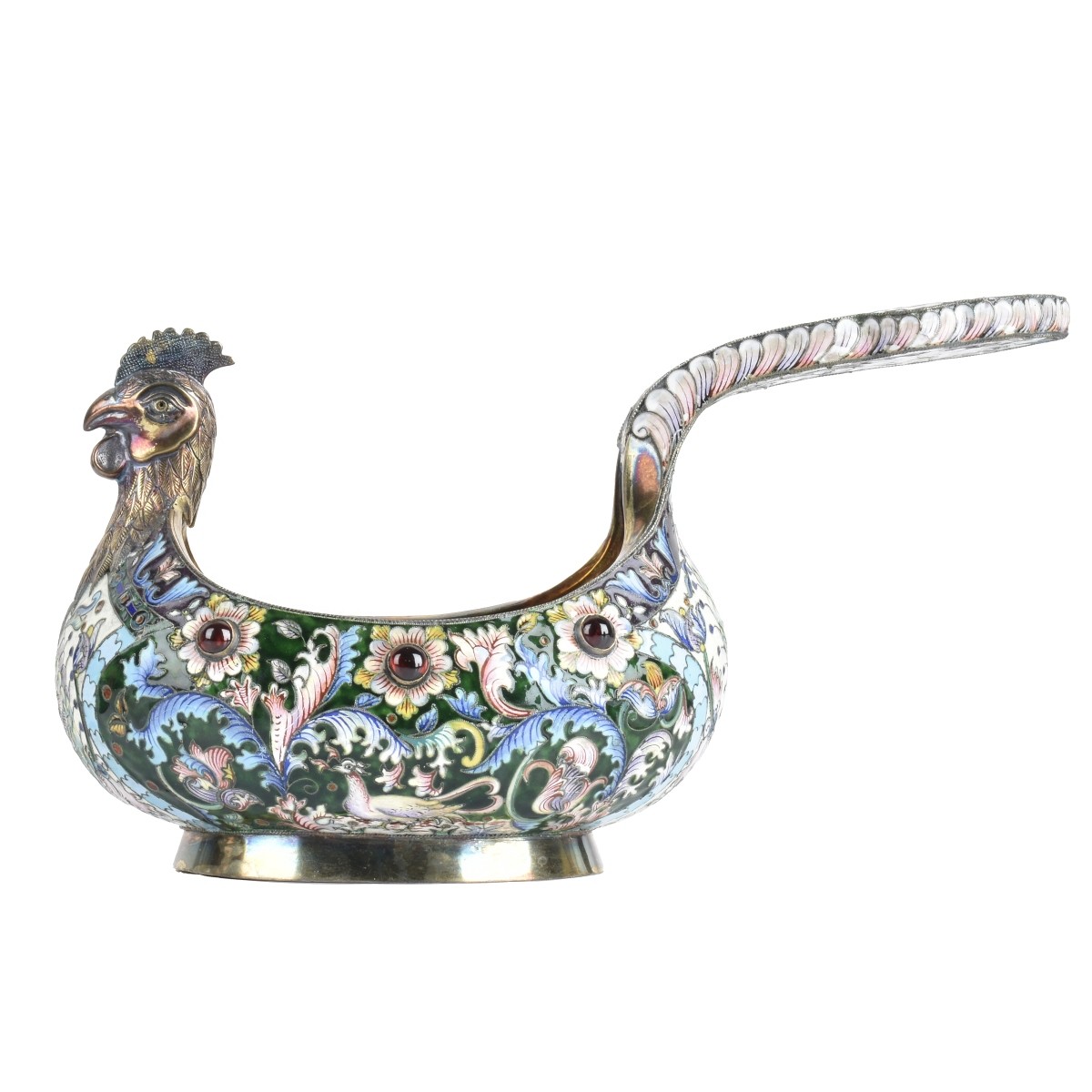 Russian Enamel Silver Gilt Kovsh