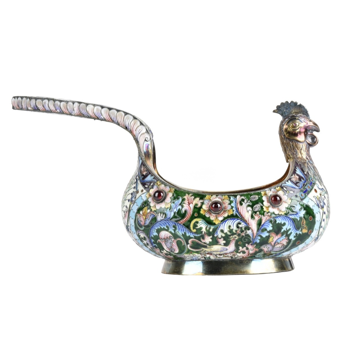 Russian Enamel Silver Gilt Kovsh