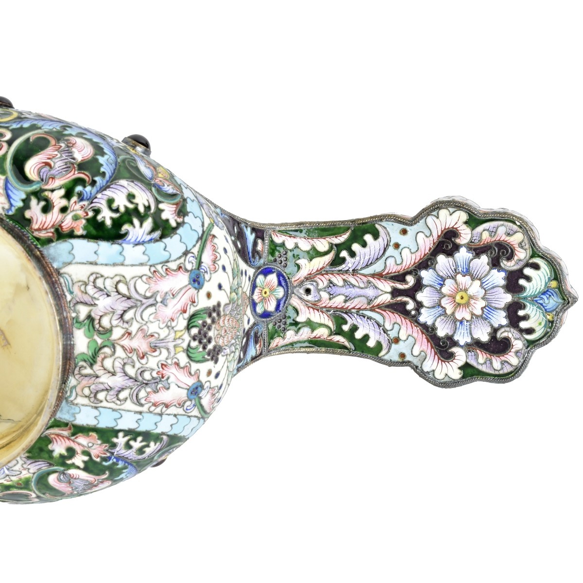 Russian Enamel Silver Gilt Kovsh