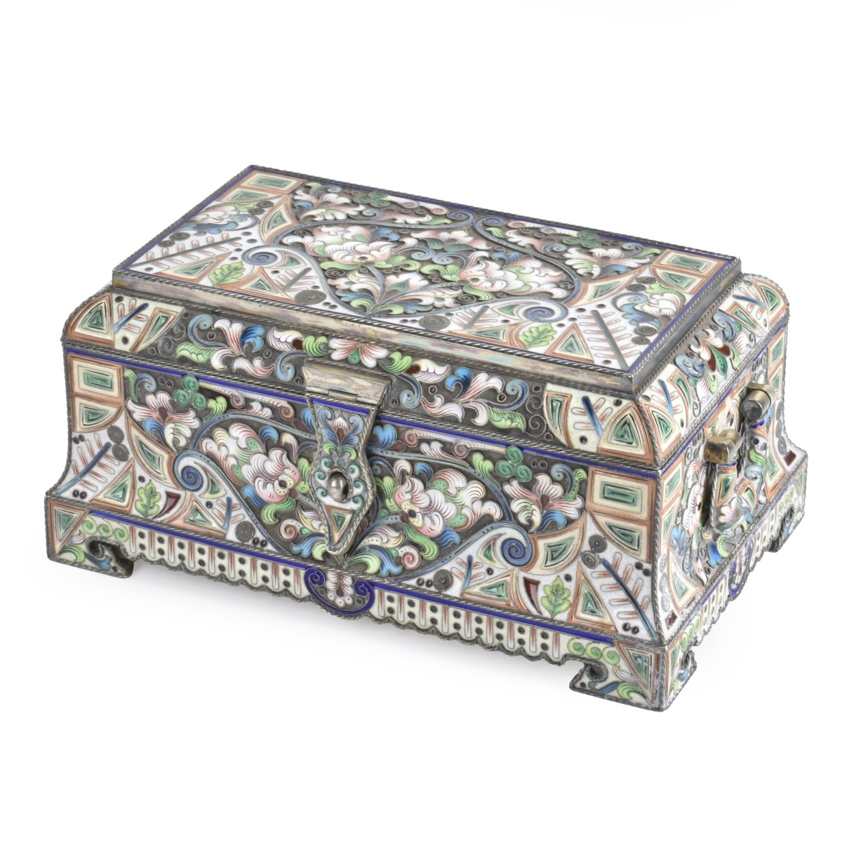 Russian Enamel Silver Gilt Box