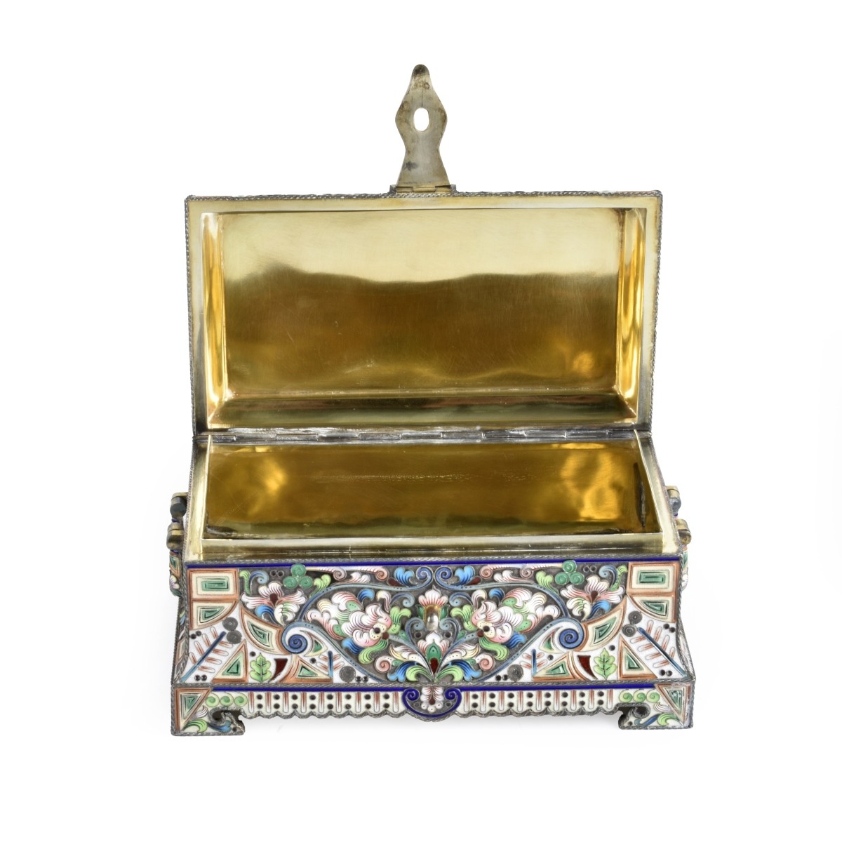 Russian Enamel Silver Gilt Box