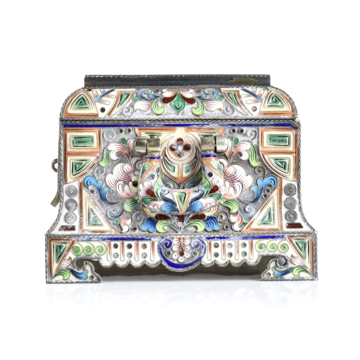 Russian Enamel Silver Gilt Box