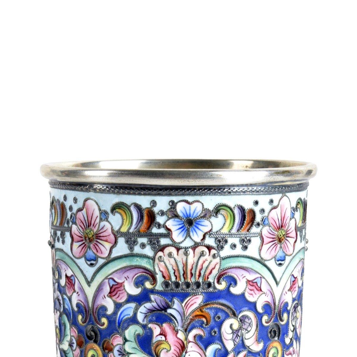 Russian Enamel Silver Wine Beaker