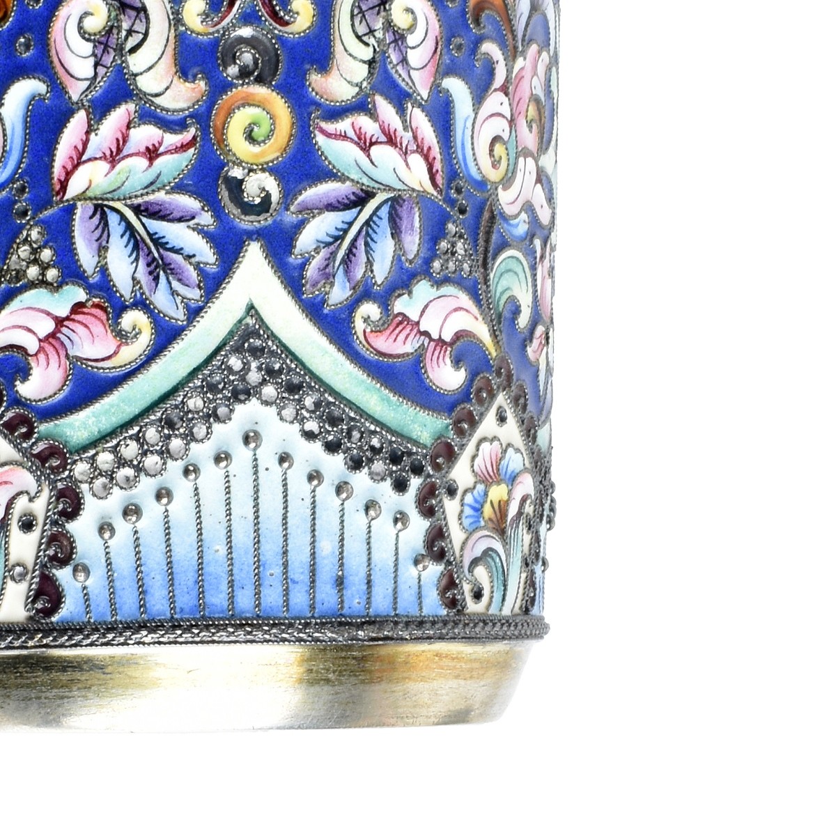 Russian Enamel Silver Wine Beaker