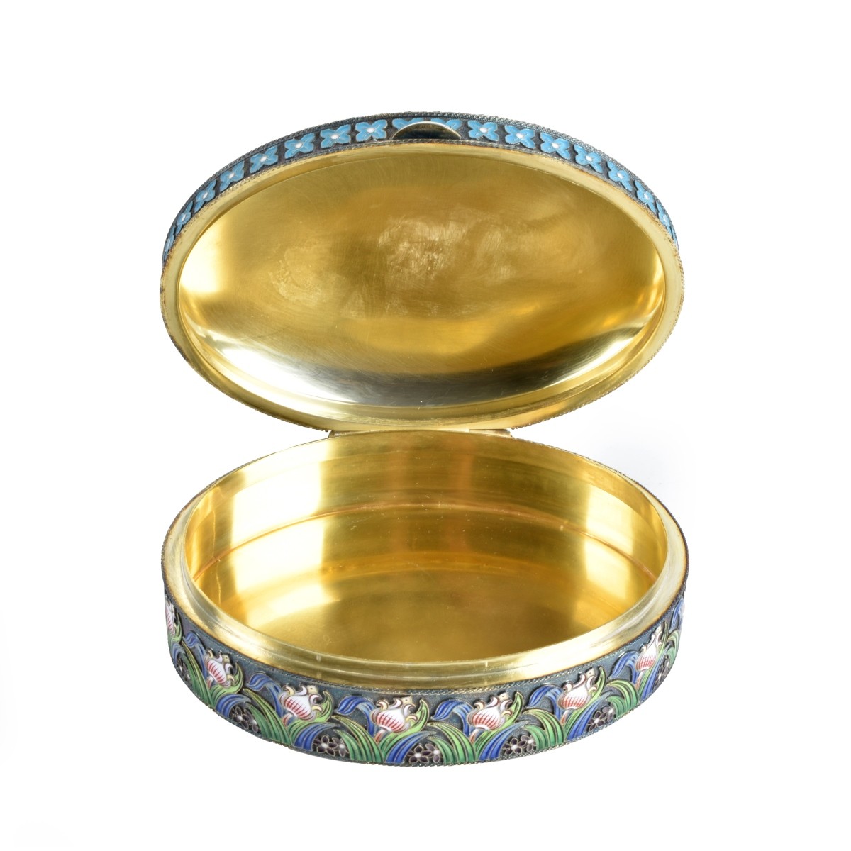 Russian Enamel Silver Gilt Box