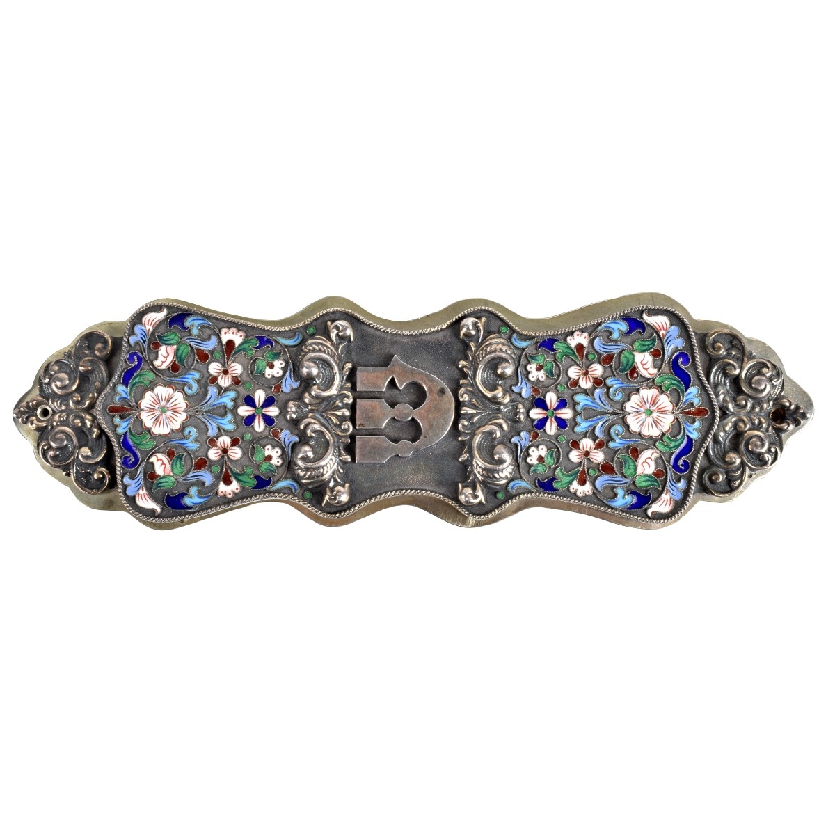 Russian Enamel Silver Mezuzah