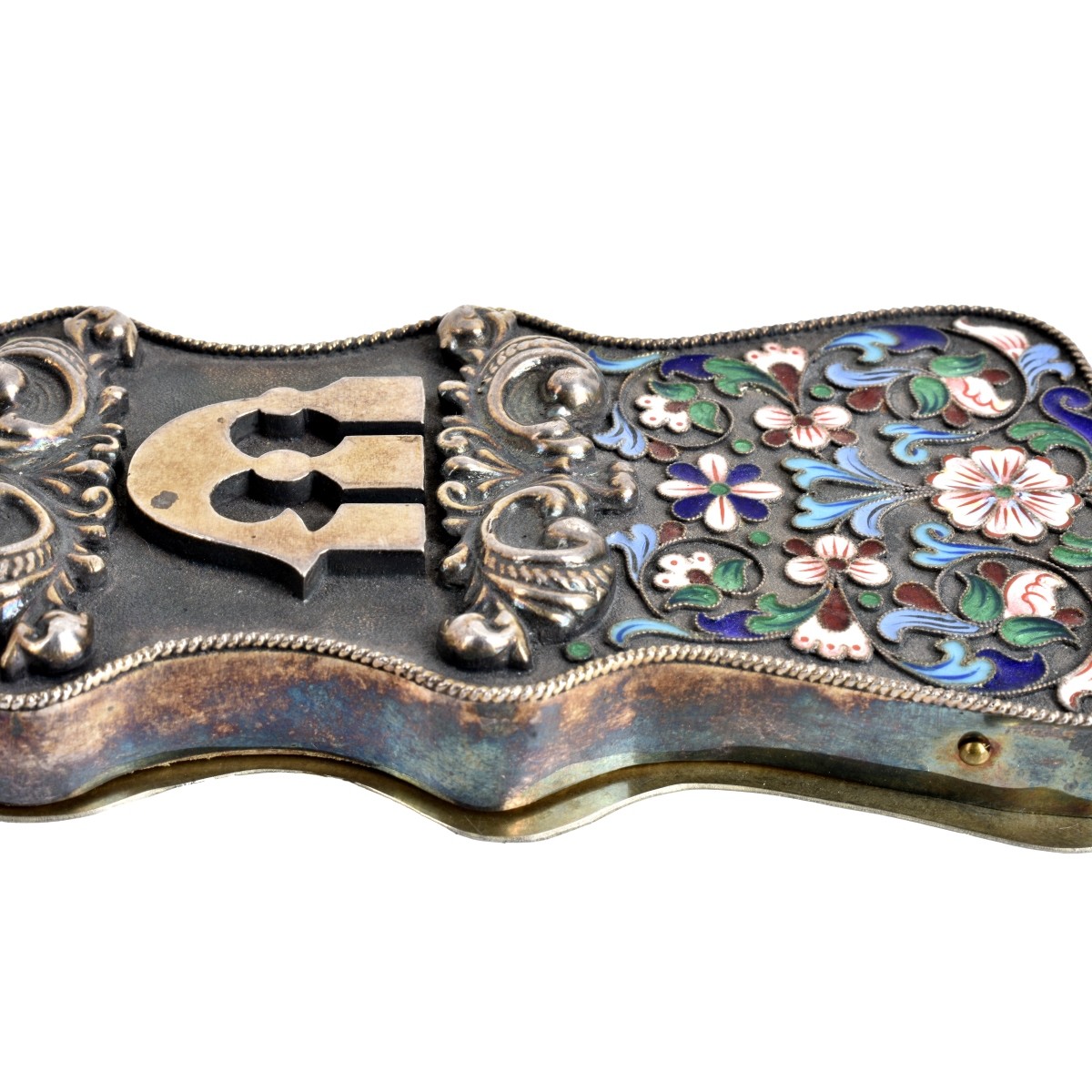 Russian Enamel Silver Mezuzah