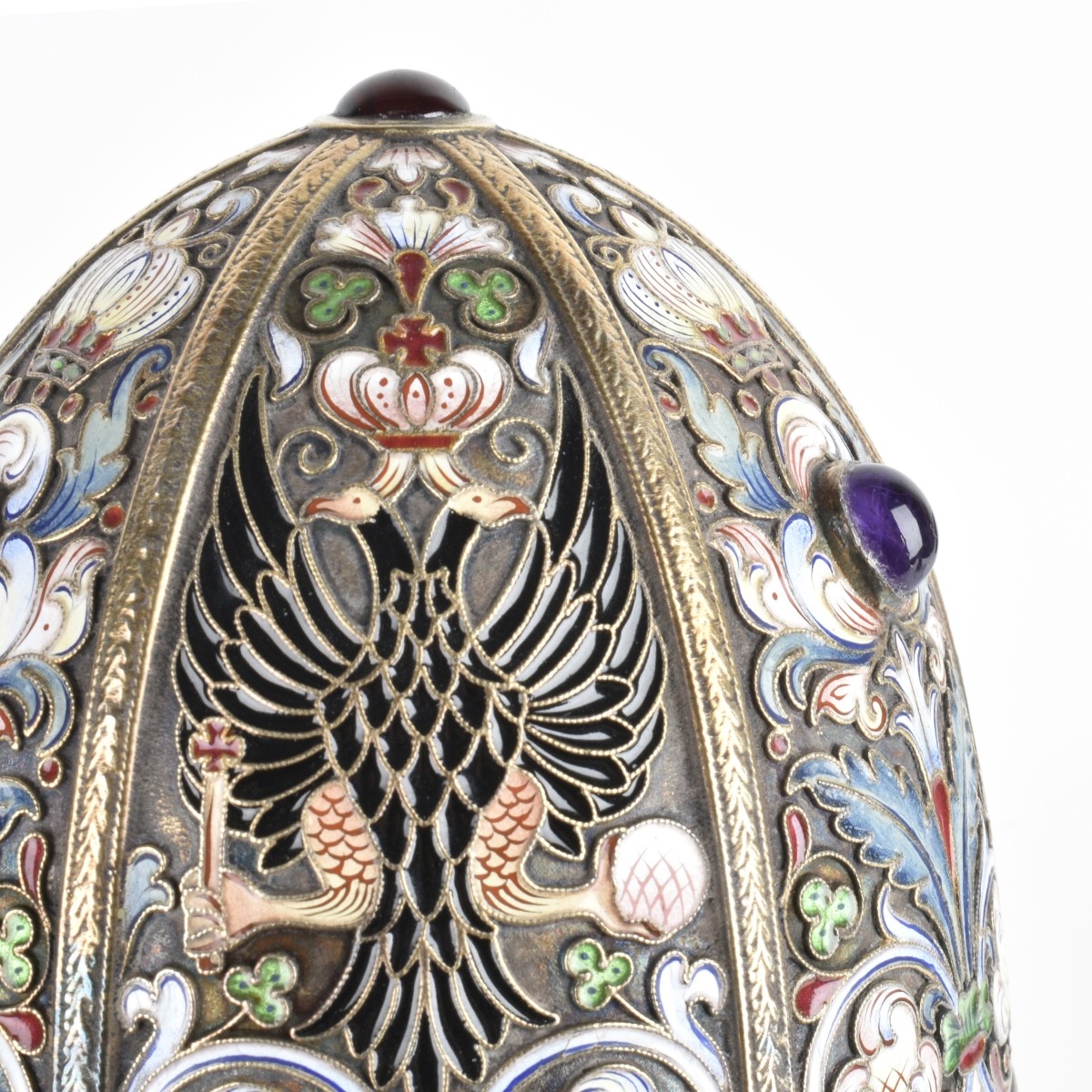 Russian Enamel Silver Gilt Egg