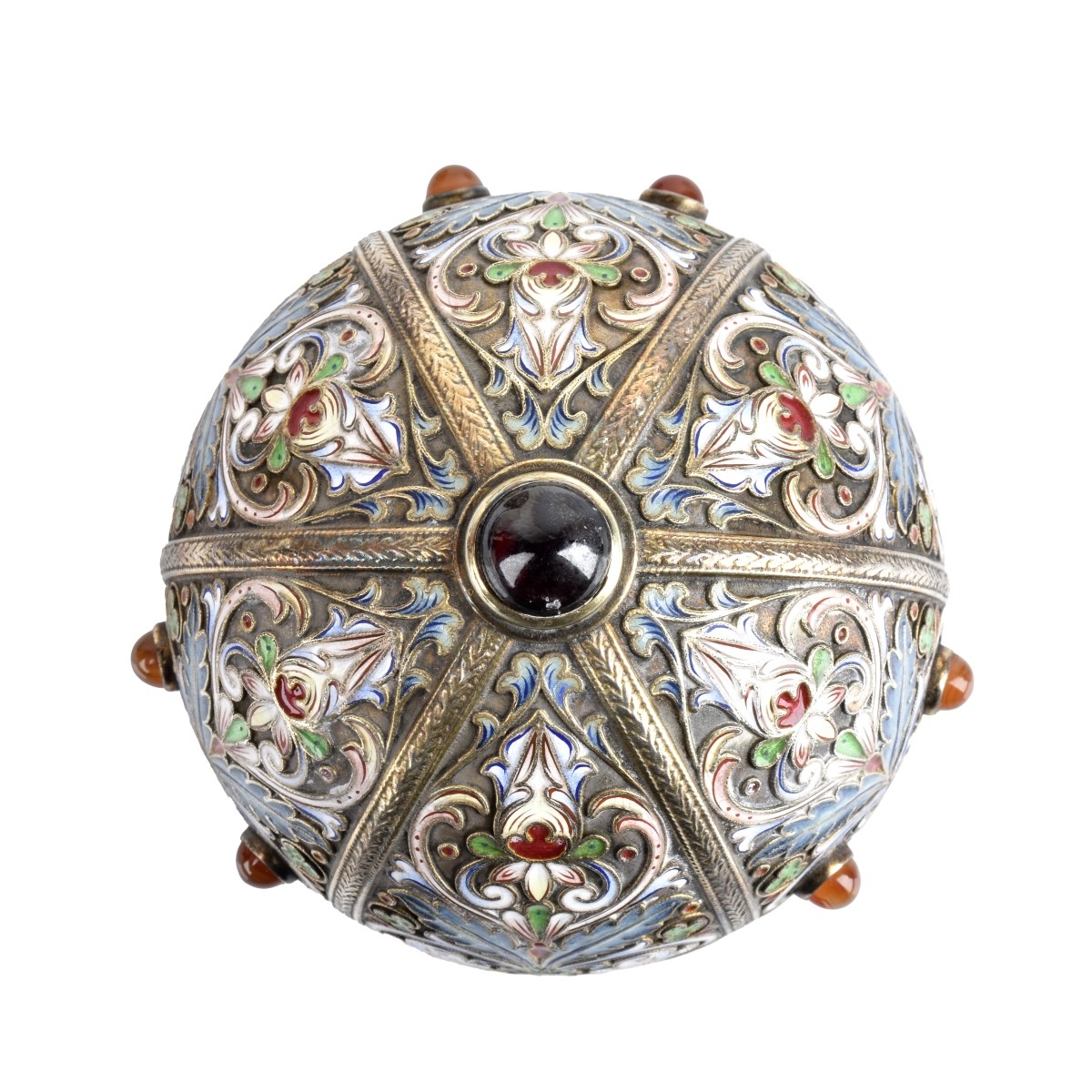 Russian Enamel Silver Gilt Egg