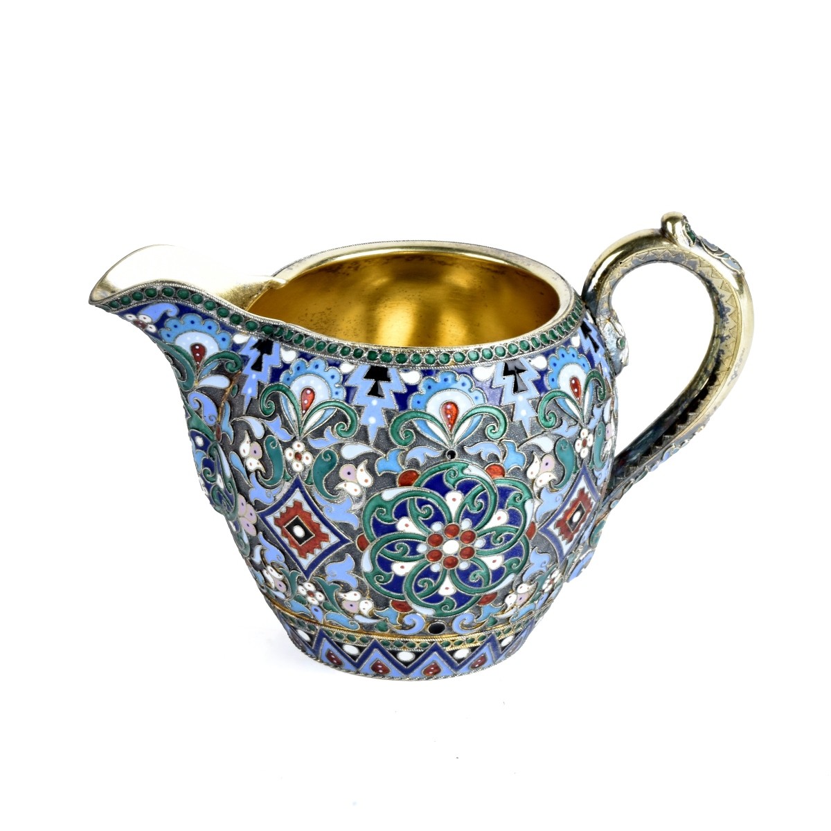 Russian Enamel Silver Gilt Tea Set