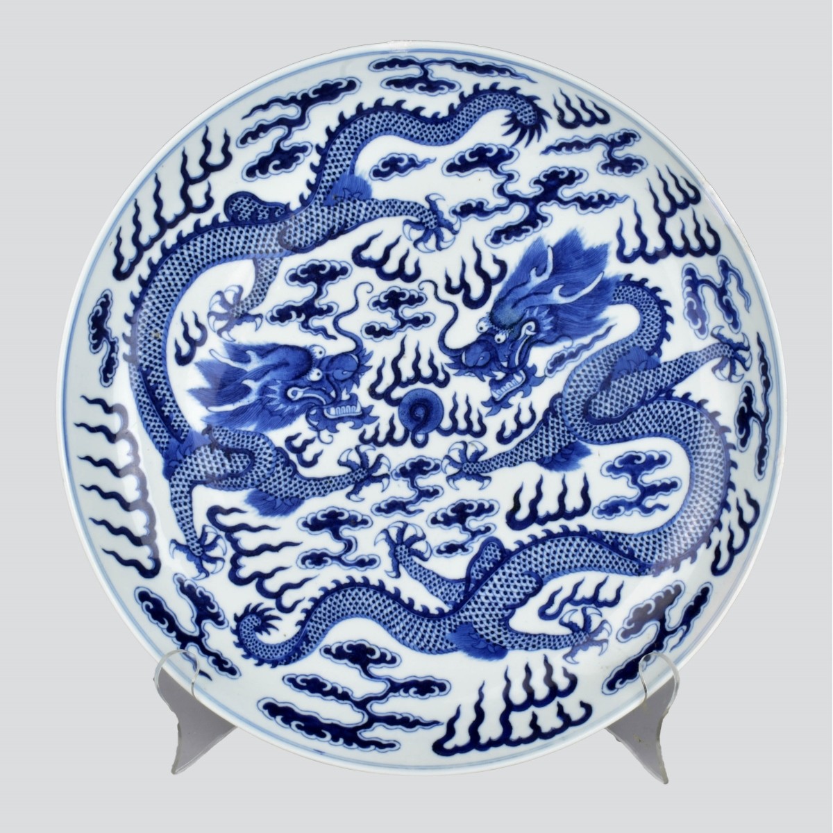 Blue and White "Dragon" Dish Guangxu Mark