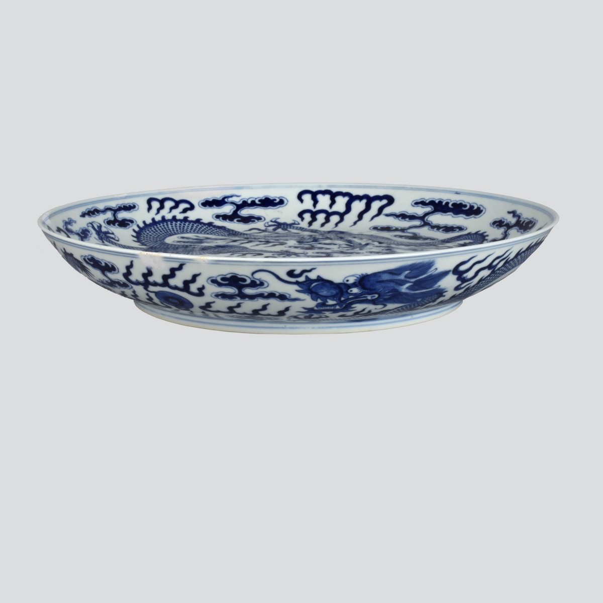 Blue and White "Dragon" Dish Guangxu Mark