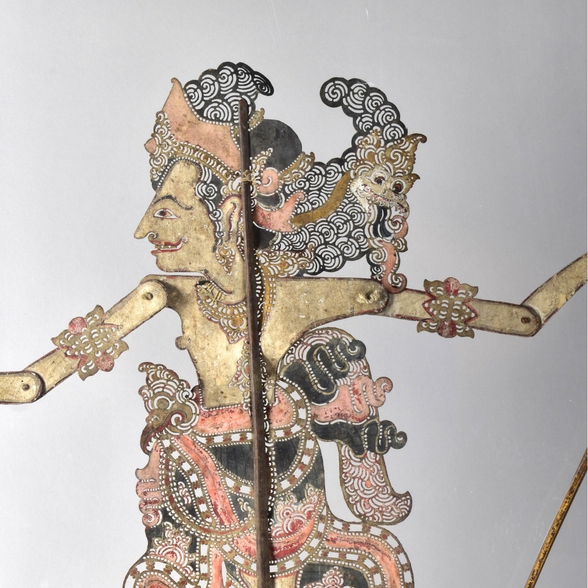 Pair of Antique Thai Puppets in Display Cases
