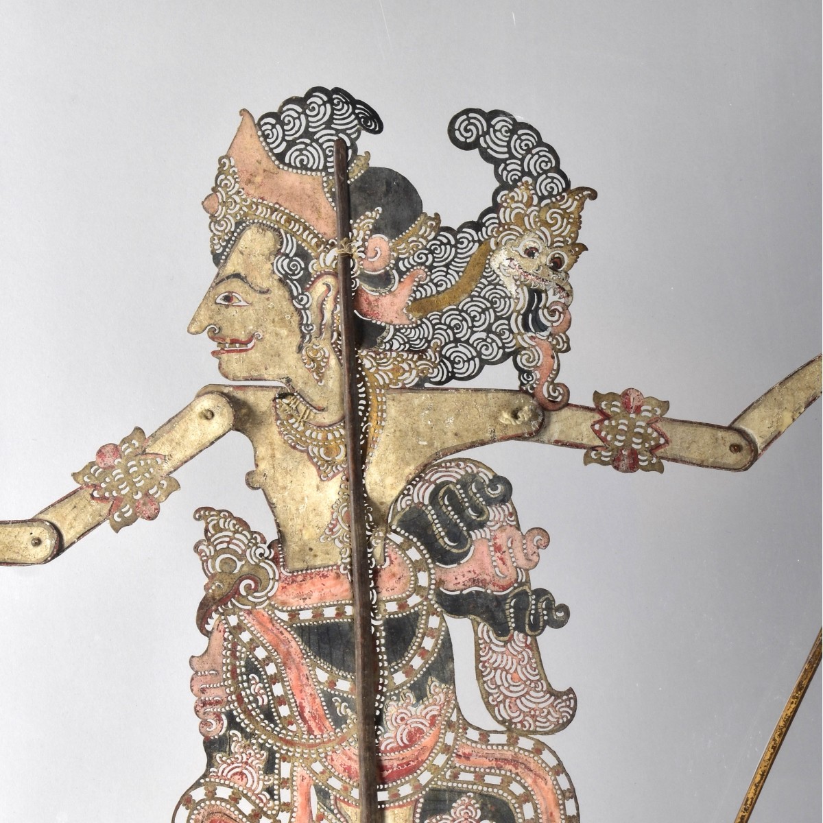 Pair of Antique Thai Puppets in Display Cases