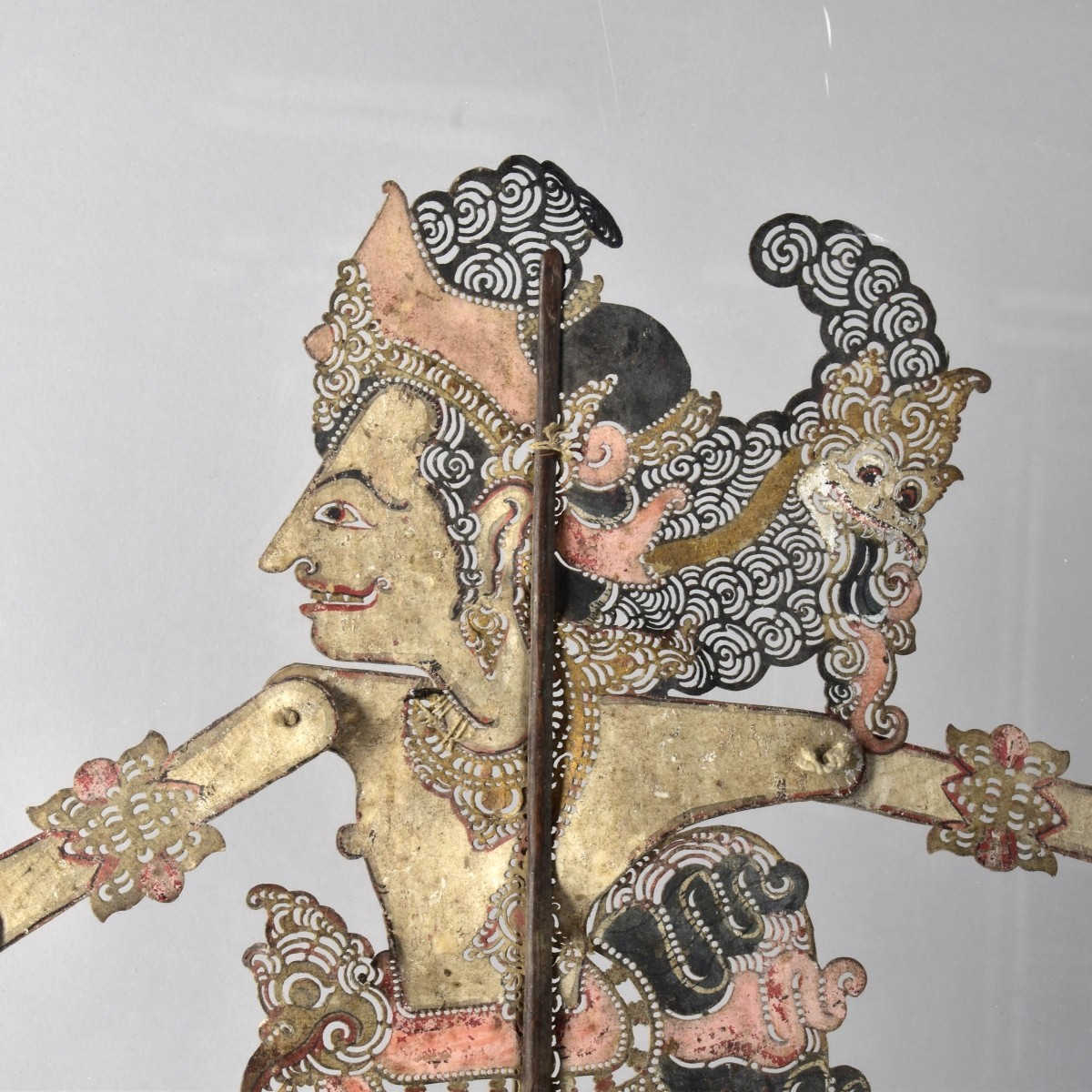 Pair of Antique Thai Puppets in Display Cases