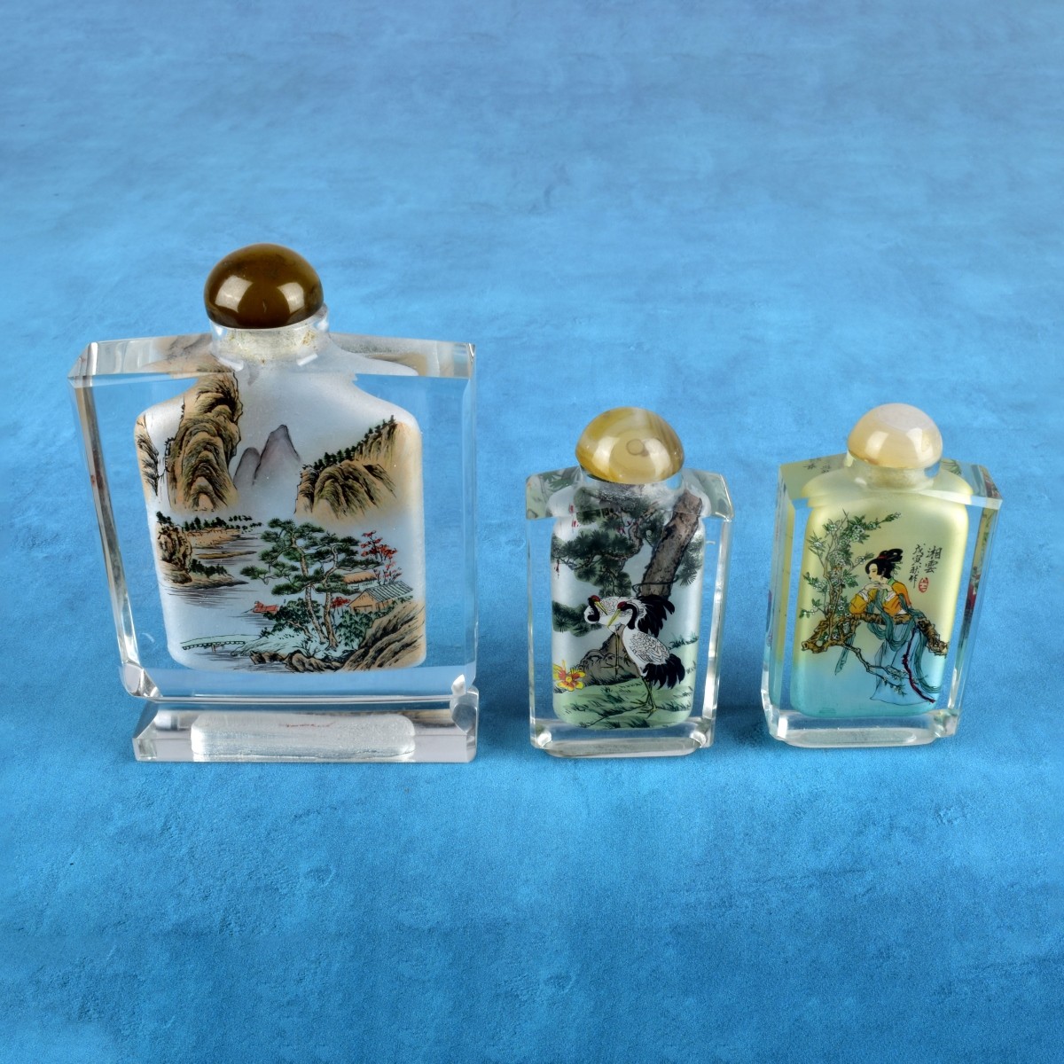 Three Chinese Reverse Painted Snuff Bottles