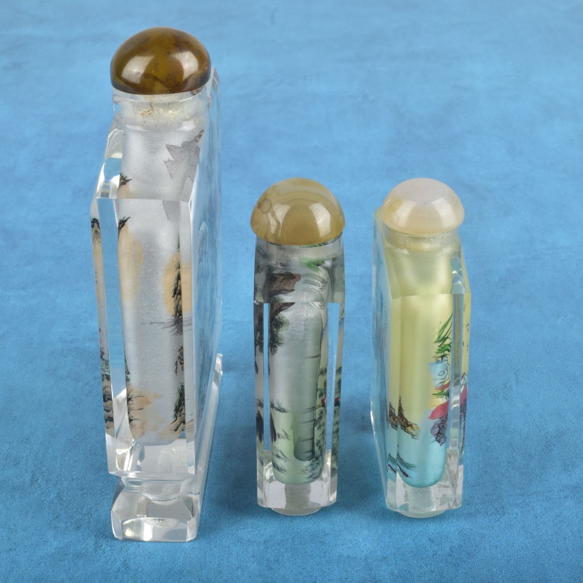 Three Chinese Reverse Painted Snuff Bottles